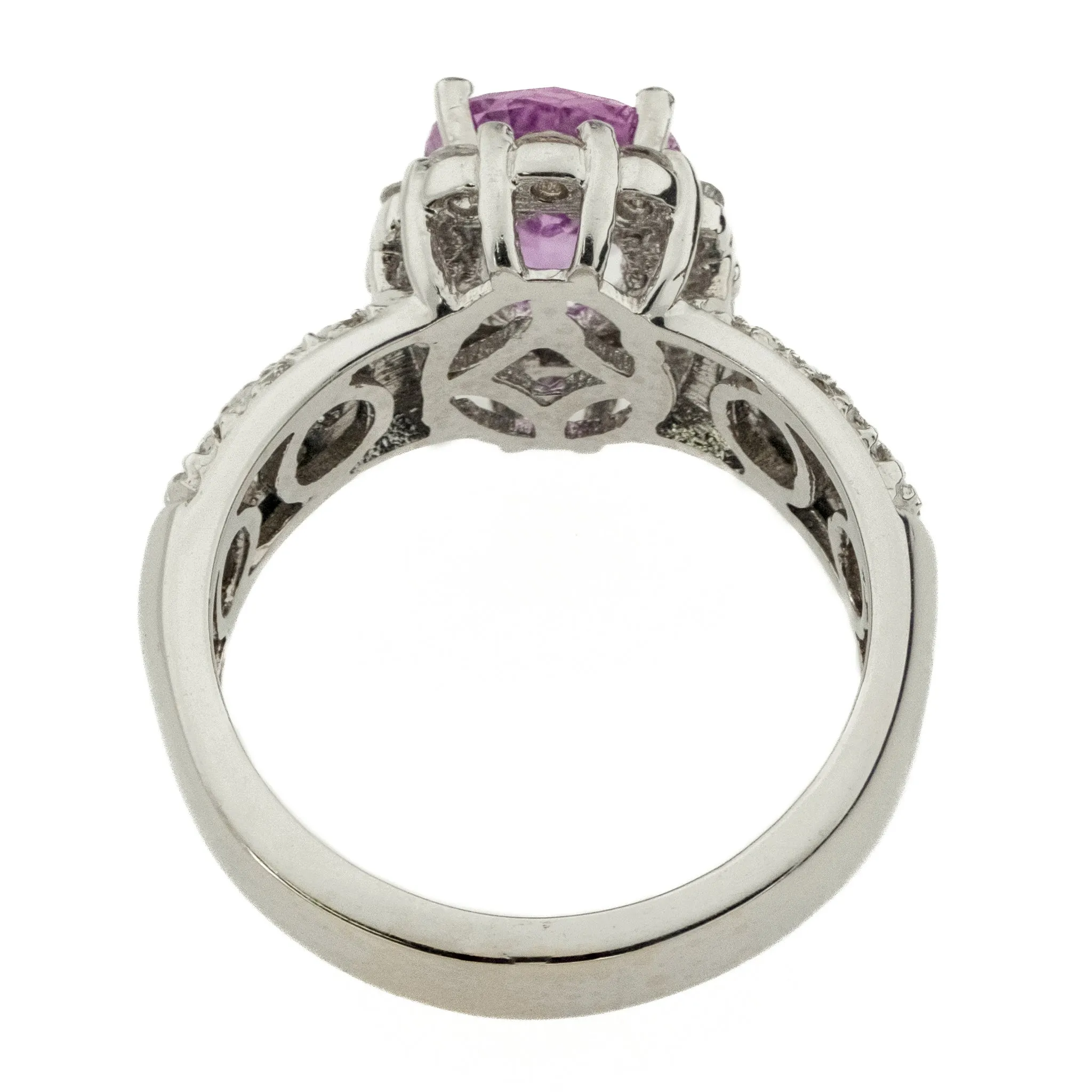 1.00ct Pink Sapphire and Diamond Accented Ring in 18K White Gold - 6.75