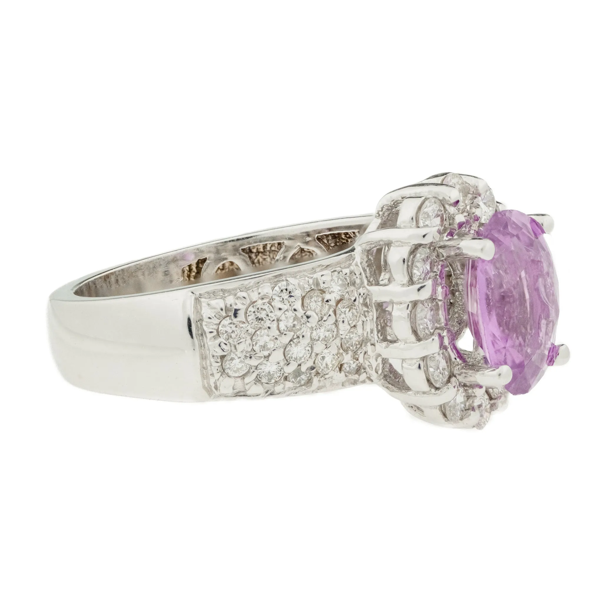 1.00ct Pink Sapphire and Diamond Accented Ring in 18K White Gold - 6.75