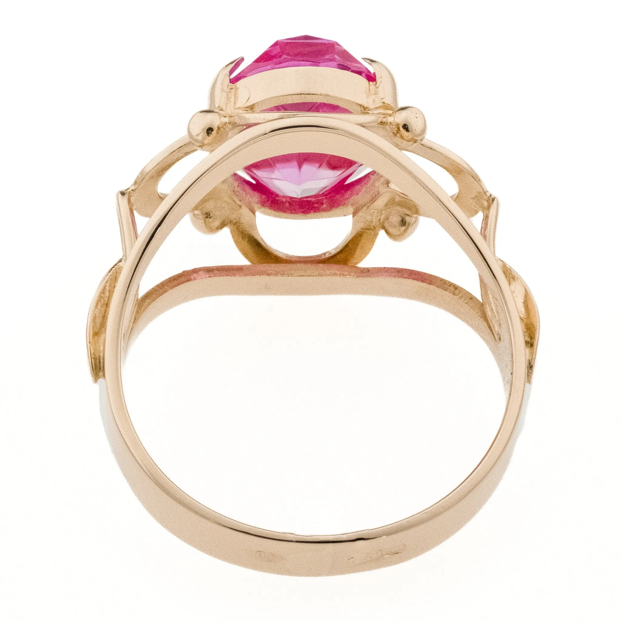10.12ctw Lab Pink Sapphire Ring in 14K Rose Gold - Size 9