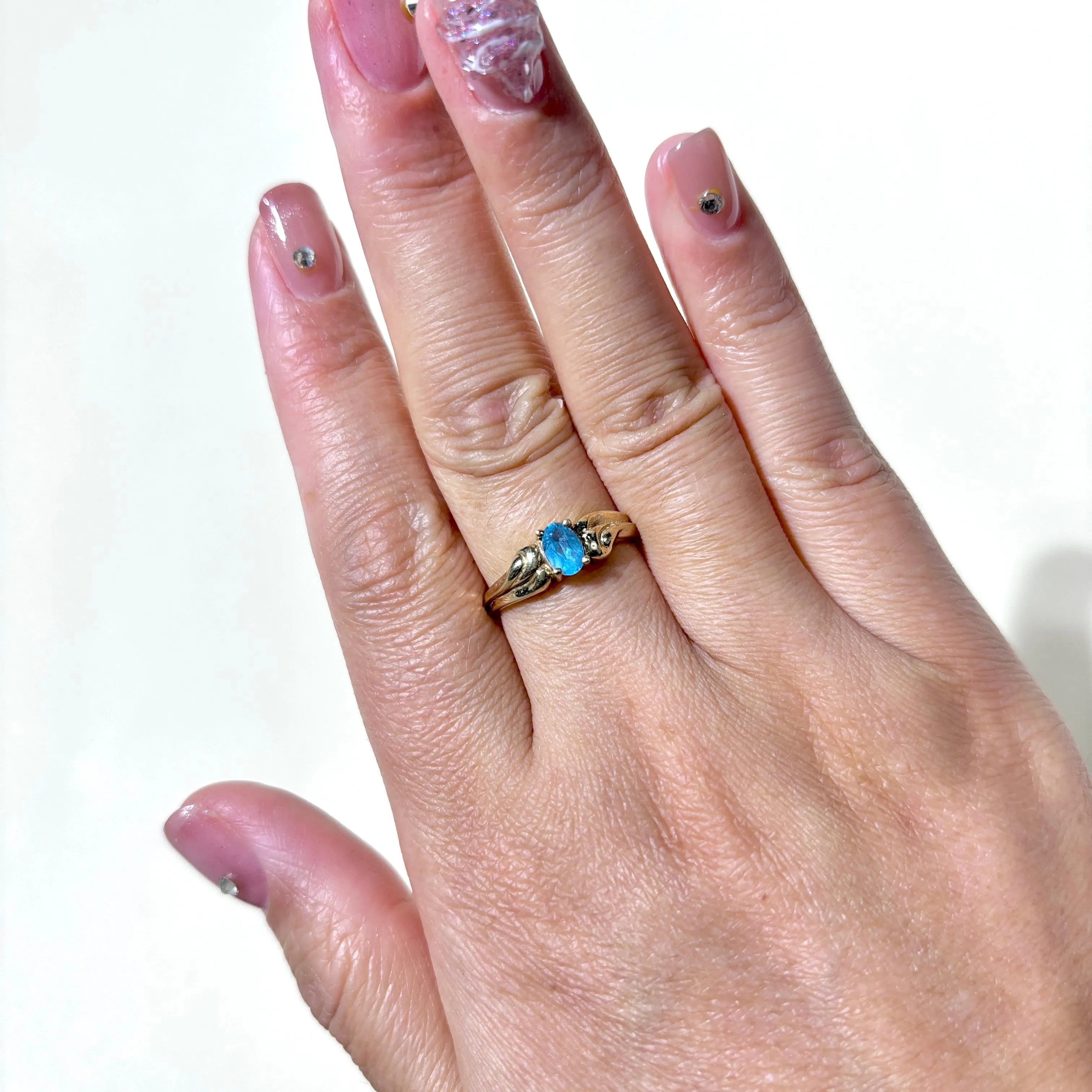 10K Yellow Gold Blue Topaz Ring | 0.43ct | SZ 7 |