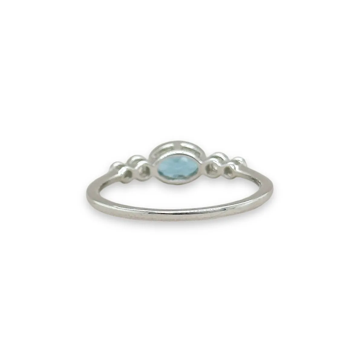 14K W Gold 0.09ctw Diamond 0.50ct Blue Topaz Ring