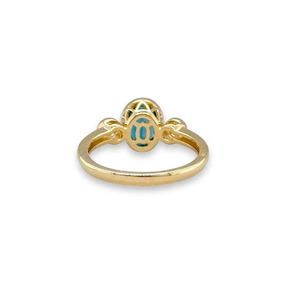 14K Y Gold 1.52ct Bezel Set Blue Topaz and 0.11ctw G/SI1 Diamond Ring