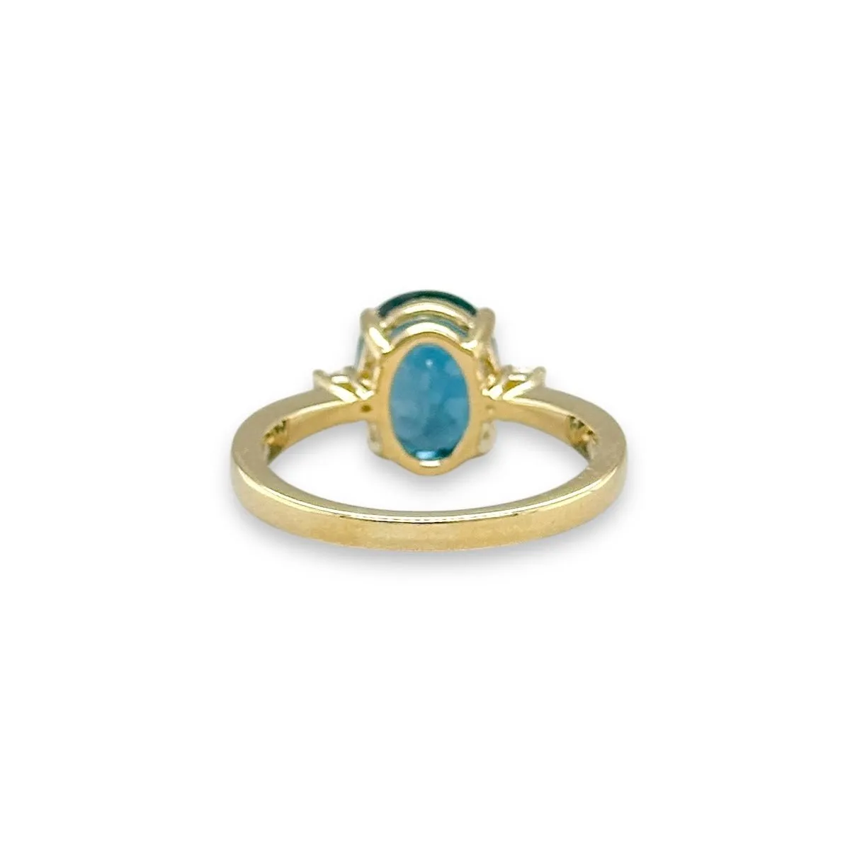 14K Y Gold 3.29ct London Blue Topaz and 0.08ctw G/VS2 Diamond Ring