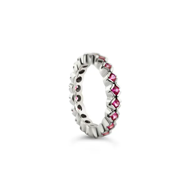18CT WHITE GOLD PINK SAPPHIRE ETERNITY BAND
