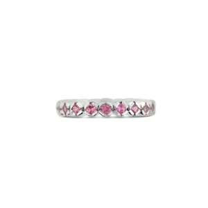 18CT WHITE GOLD PINK SAPPHIRE ETERNITY BAND