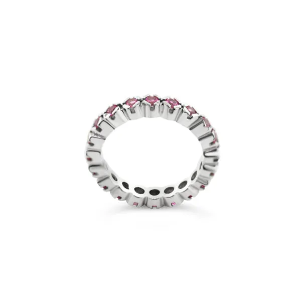 18CT WHITE GOLD PINK SAPPHIRE ETERNITY BAND