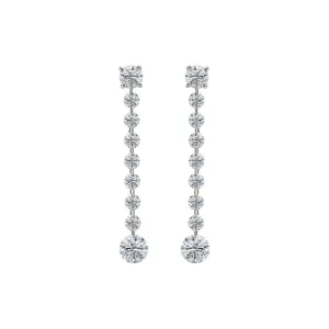 18k White Gold Floating Diamond Drop Earrings