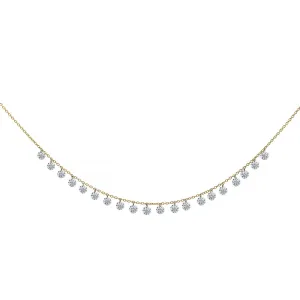 18k Yellow Gold Floating Diamond Fringe Necklace