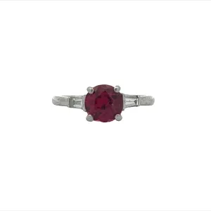 1970s Platinum Pink Sapphire & Diamond Ring