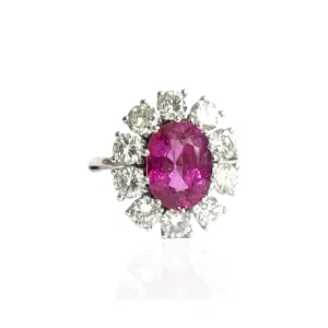 1980s 18KT White Gold Sapphire & Diamond Ring