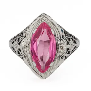2.00ctw Lab Pink Sapphire Accented Ring in 18K White Gold