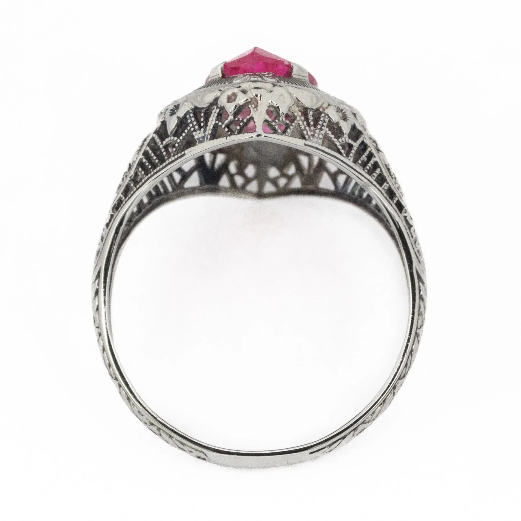 2.00ctw Lab Pink Sapphire Accented Ring in 18K White Gold