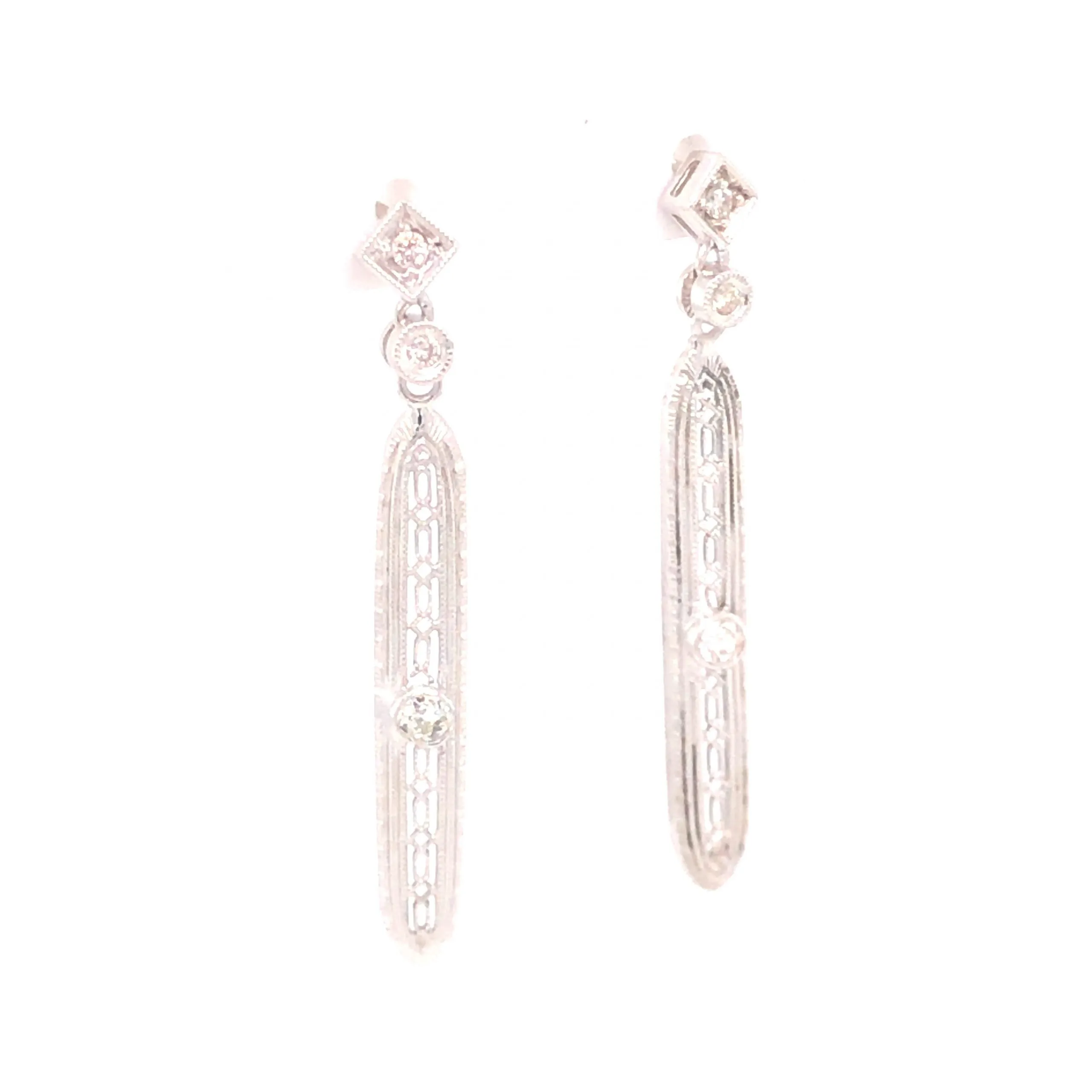 .26 Art Deco Diamond Earrings in 18k White Gold