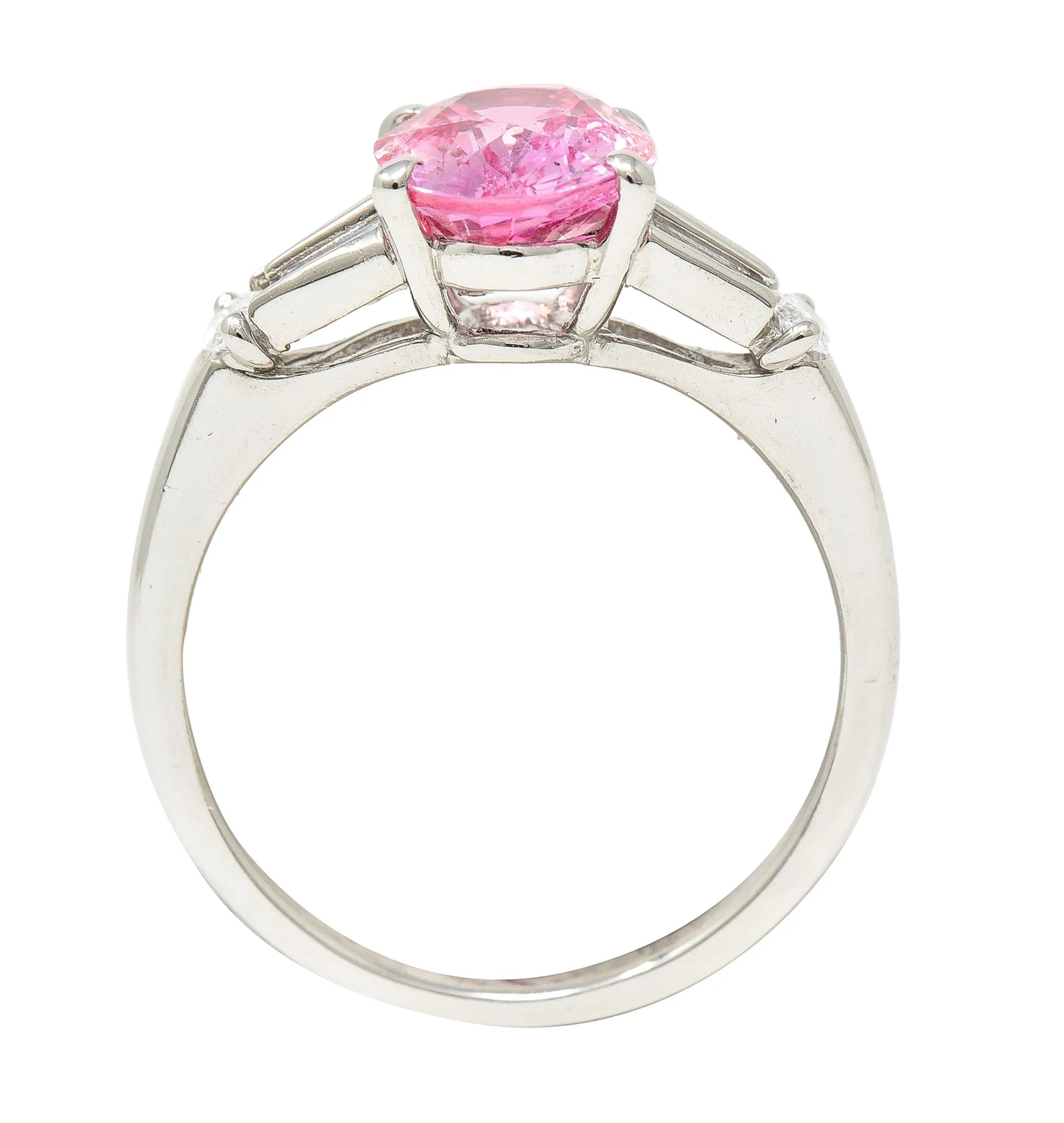 2.63 CTW No Heat Padparadscha Sapphire Diamond Platinum Gemstone Ring GIA