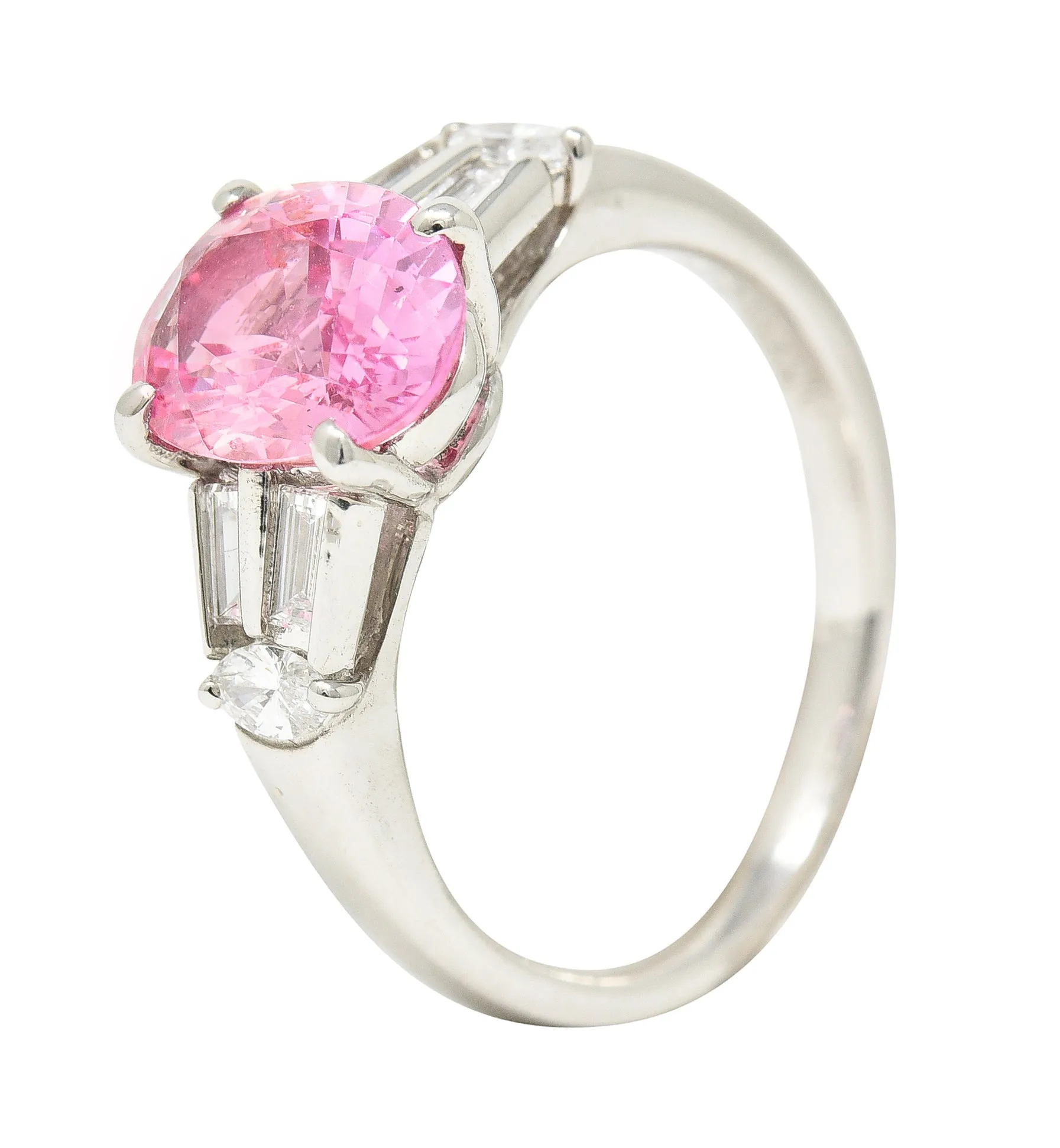 2.63 CTW No Heat Padparadscha Sapphire Diamond Platinum Gemstone Ring GIA