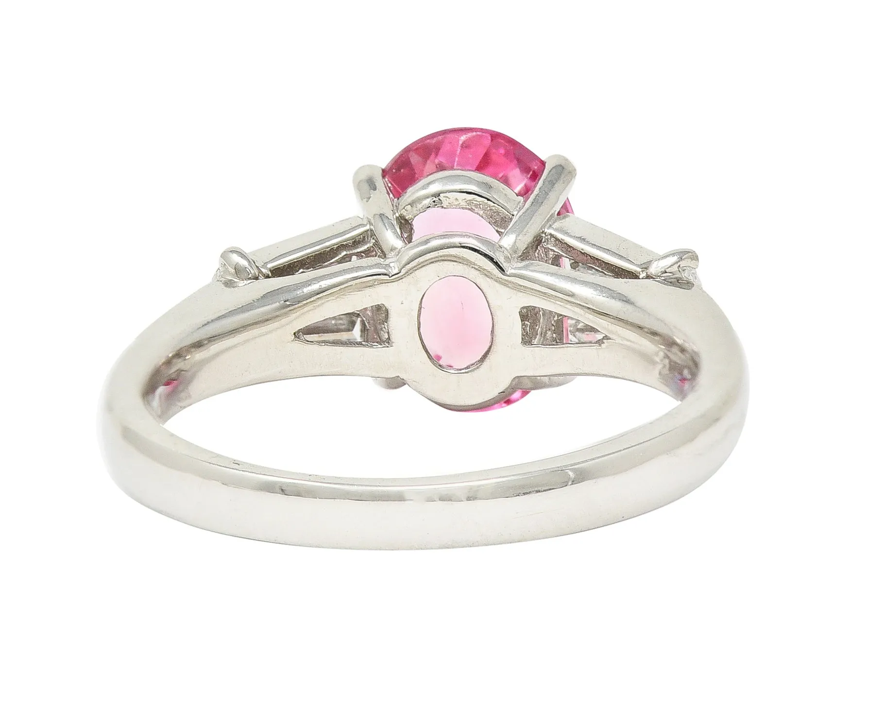 2.63 CTW No Heat Padparadscha Sapphire Diamond Platinum Gemstone Ring GIA
