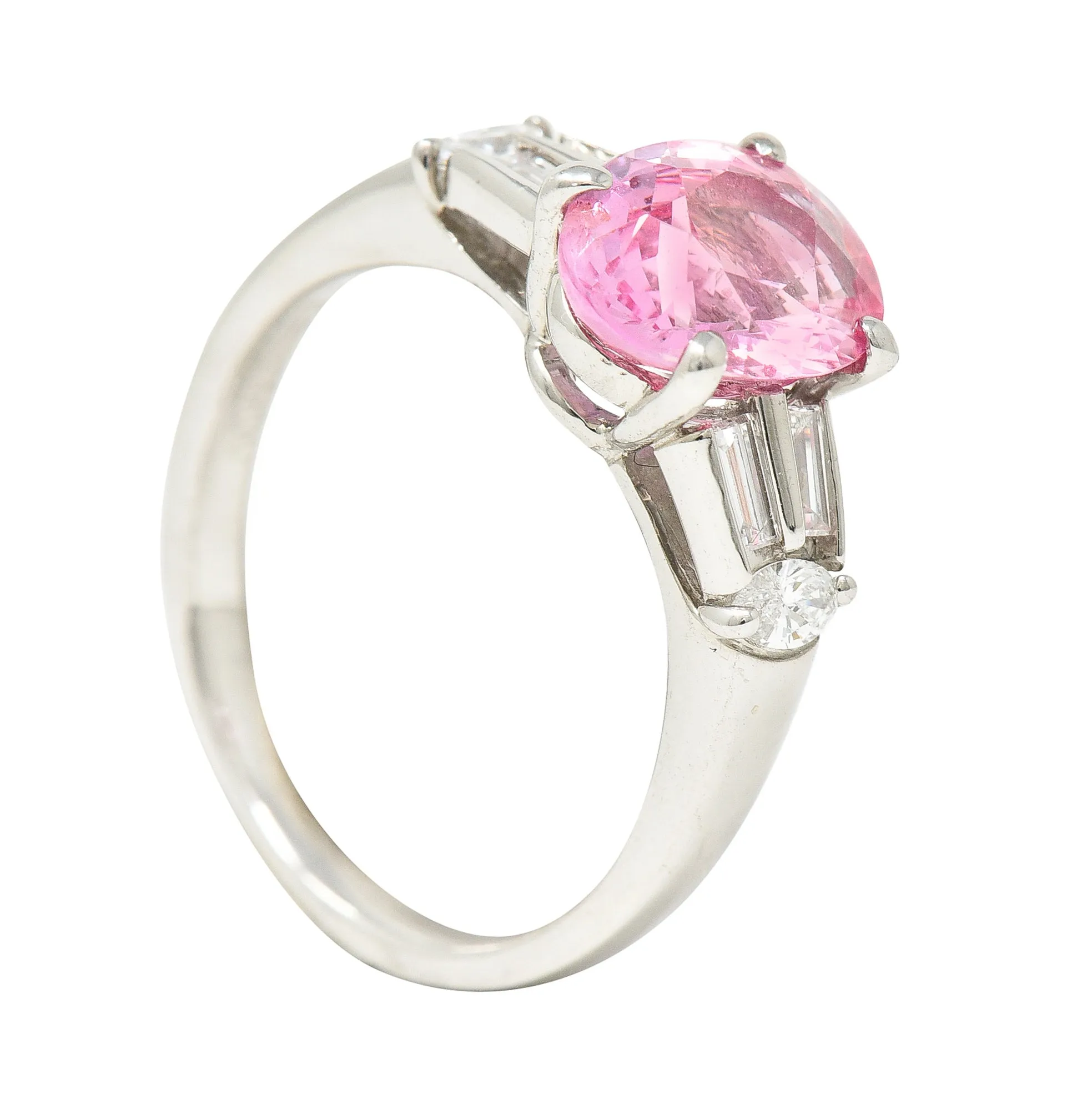 2.63 CTW No Heat Padparadscha Sapphire Diamond Platinum Gemstone Ring GIA