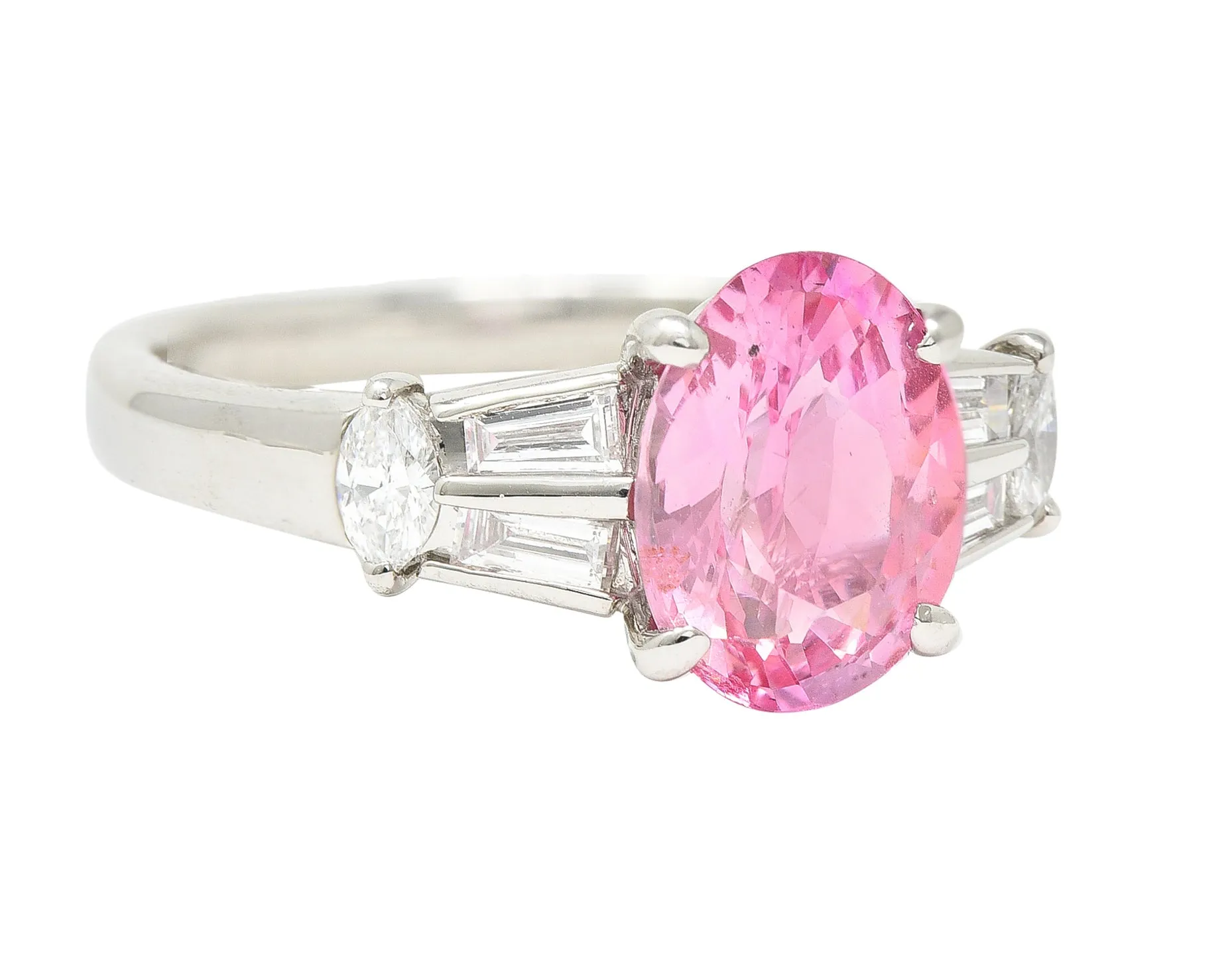 2.63 CTW No Heat Padparadscha Sapphire Diamond Platinum Gemstone Ring GIA