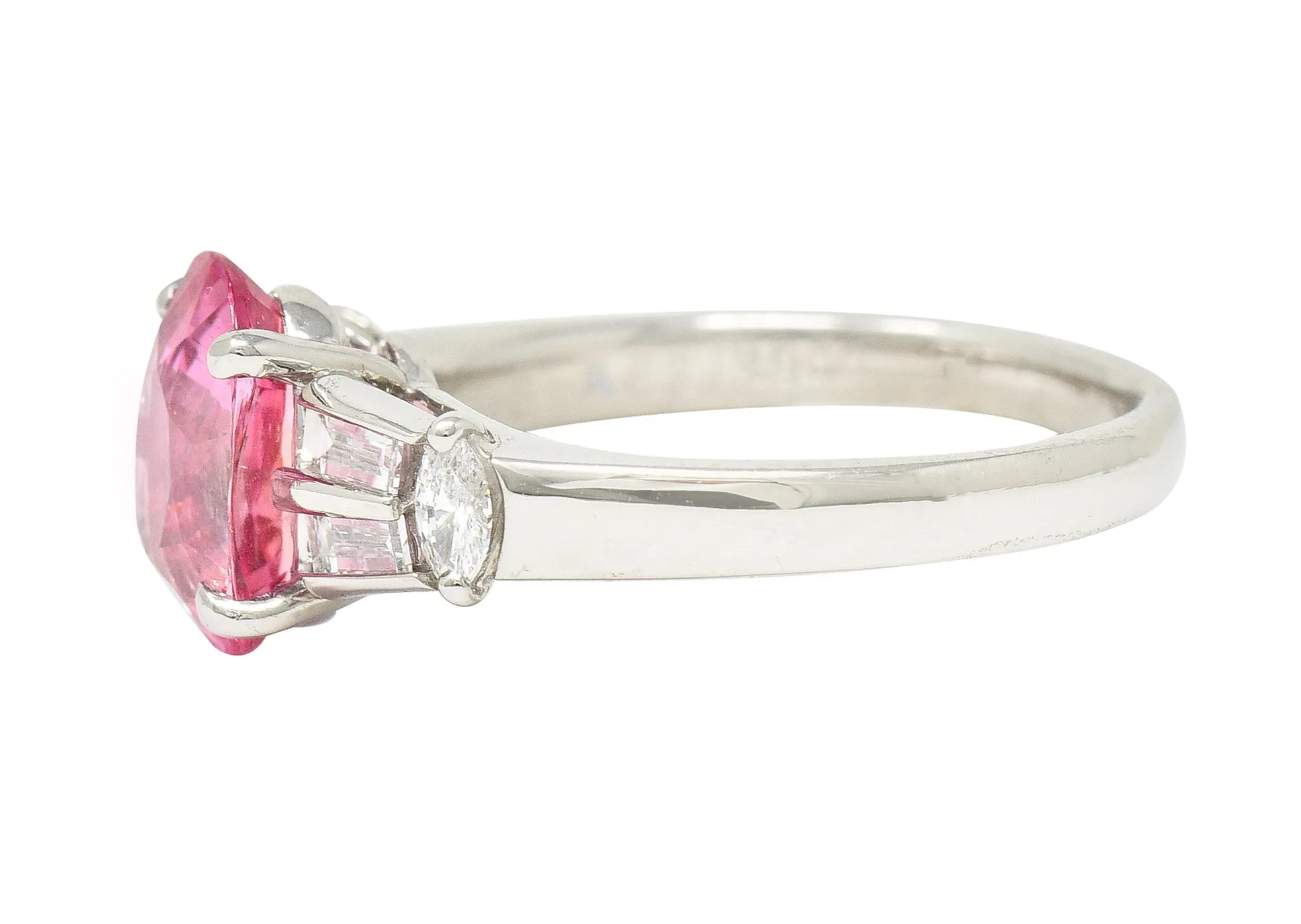 2.63 CTW No Heat Padparadscha Sapphire Diamond Platinum Gemstone Ring GIA