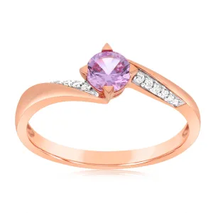9ct Rose Gold Diamond And Created Pink Sapphire Ring