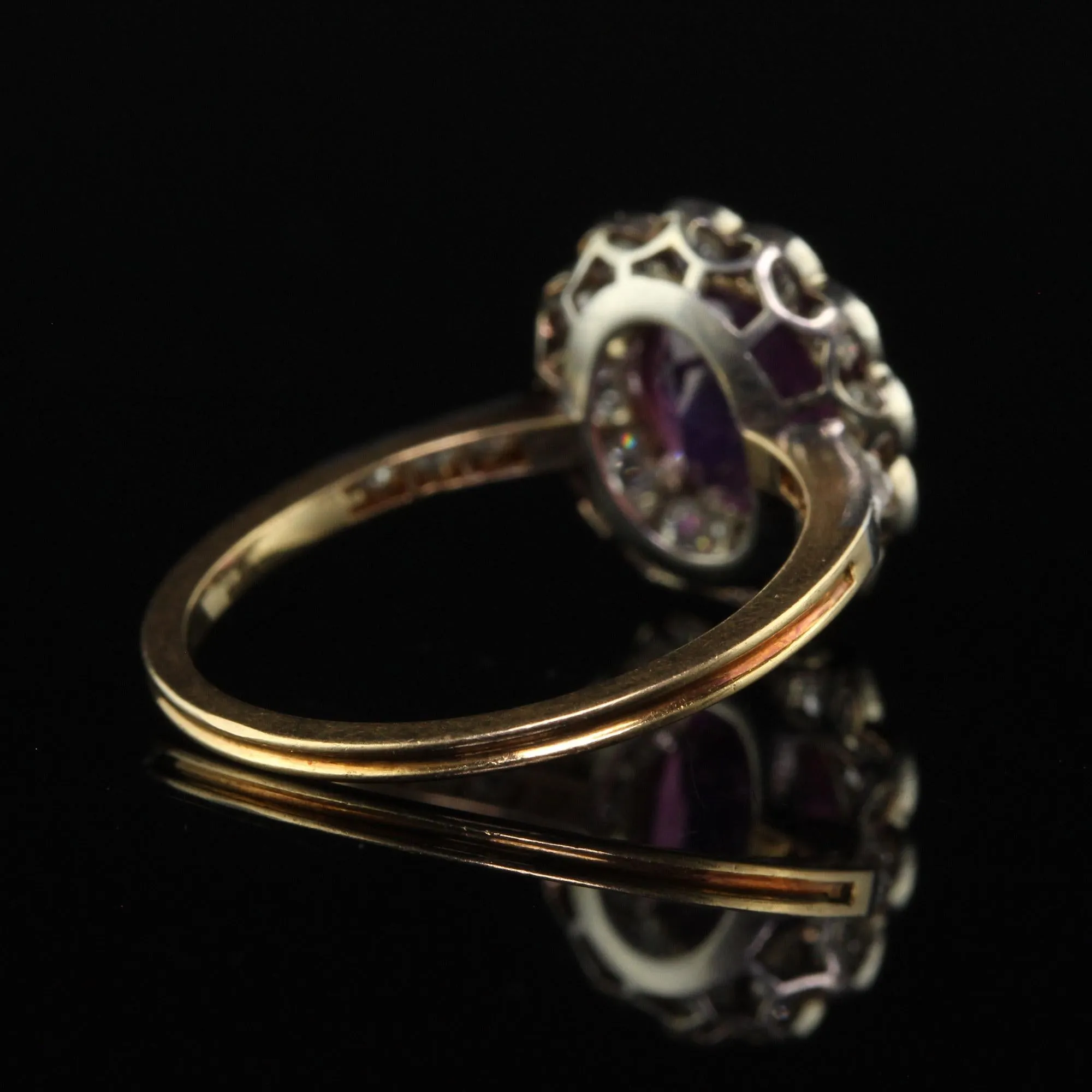 Antique Edwardian 18K Yellow Gold Platinum Kashmir Sapphire Engagement Ring - IGI