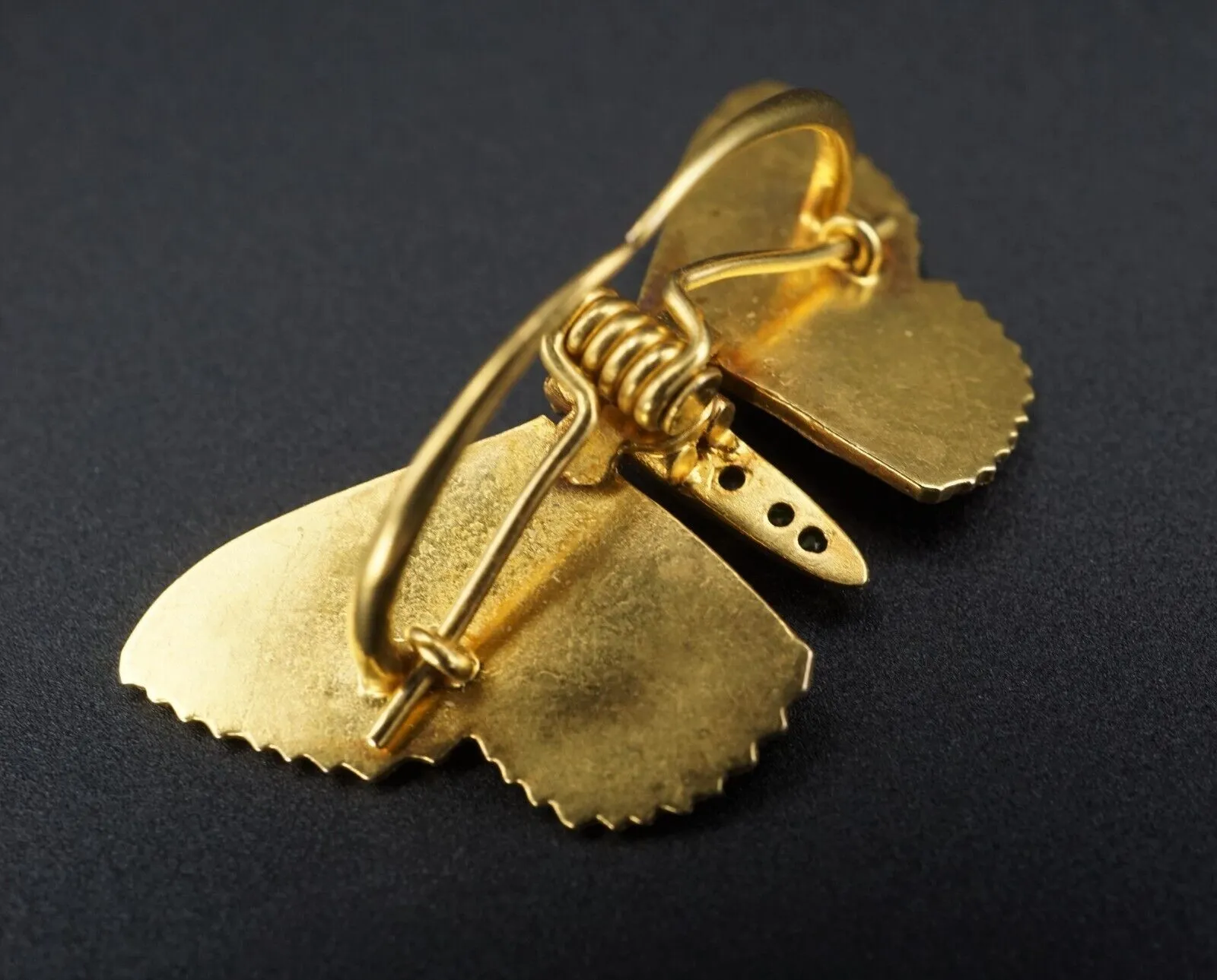 Antique French 18k Yellow Gold Diamond Butterfly Pin Brooch 1.1" OG397