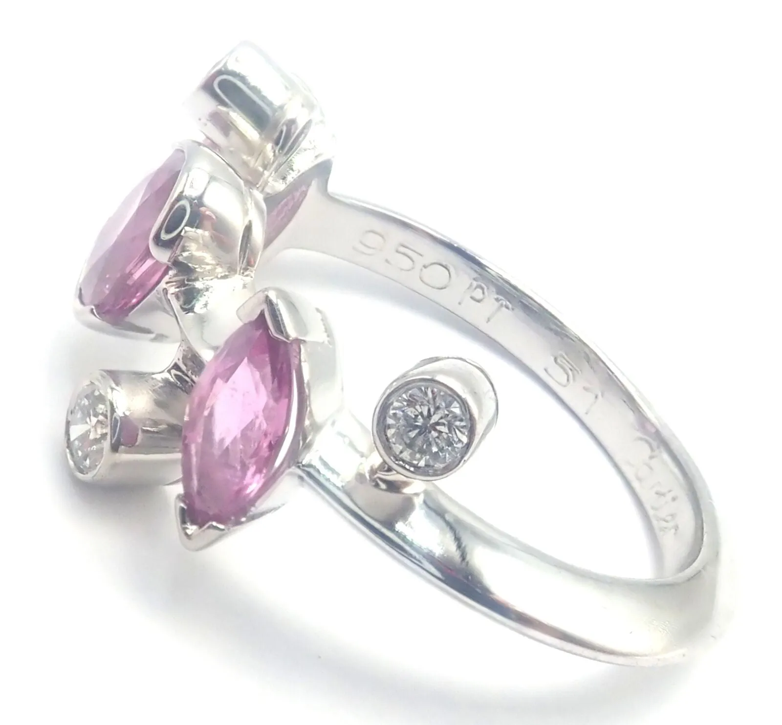 Authentic! Cartier Meli Melo Platinum Diamond Pink Sapphire Band Ring Cert.