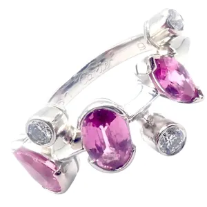 Authentic! Cartier Meli Melo Platinum Diamond Pink Sapphire Band Ring Cert.