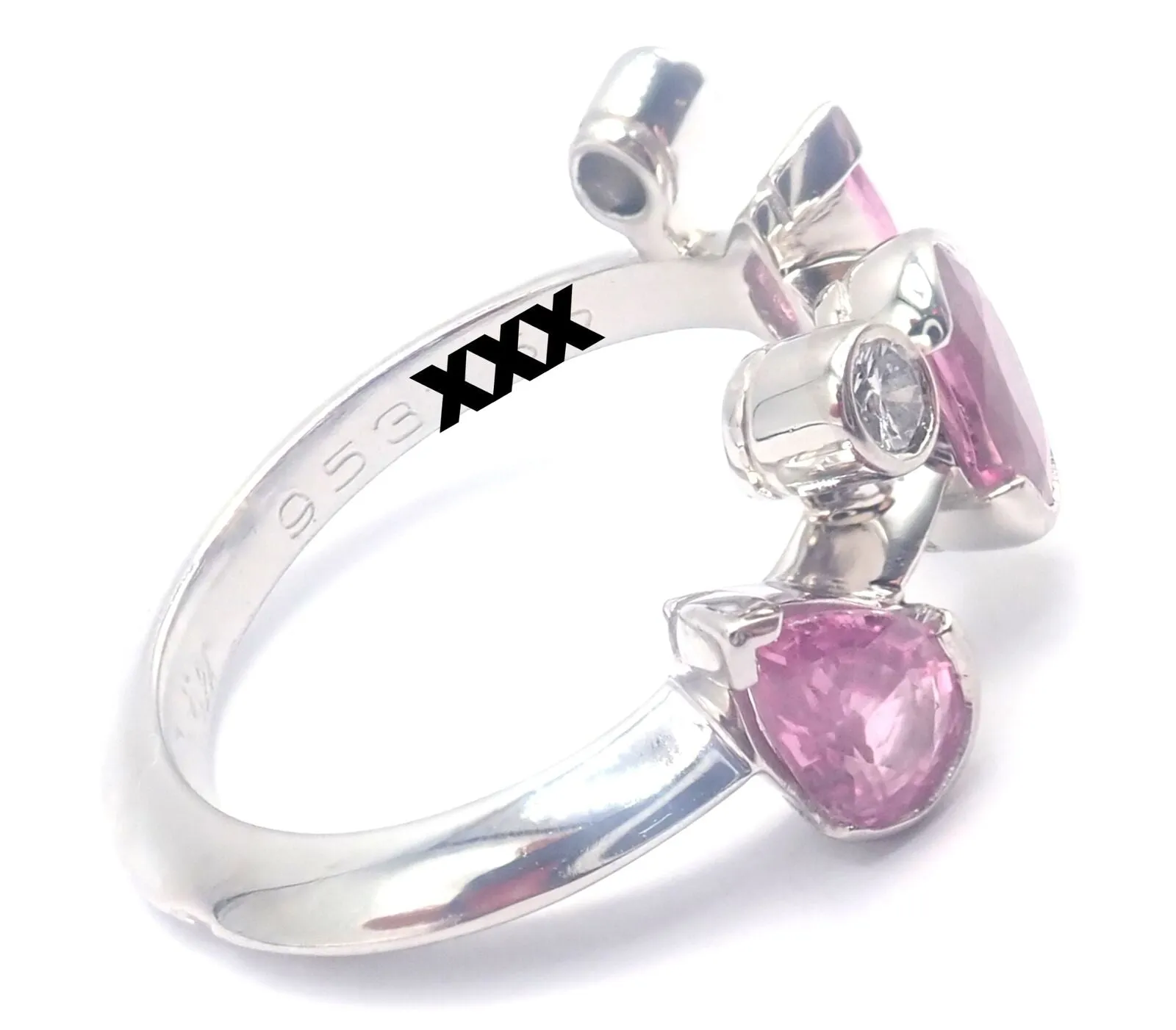 Authentic! Cartier Meli Melo Platinum Diamond Pink Sapphire Band Ring Cert.