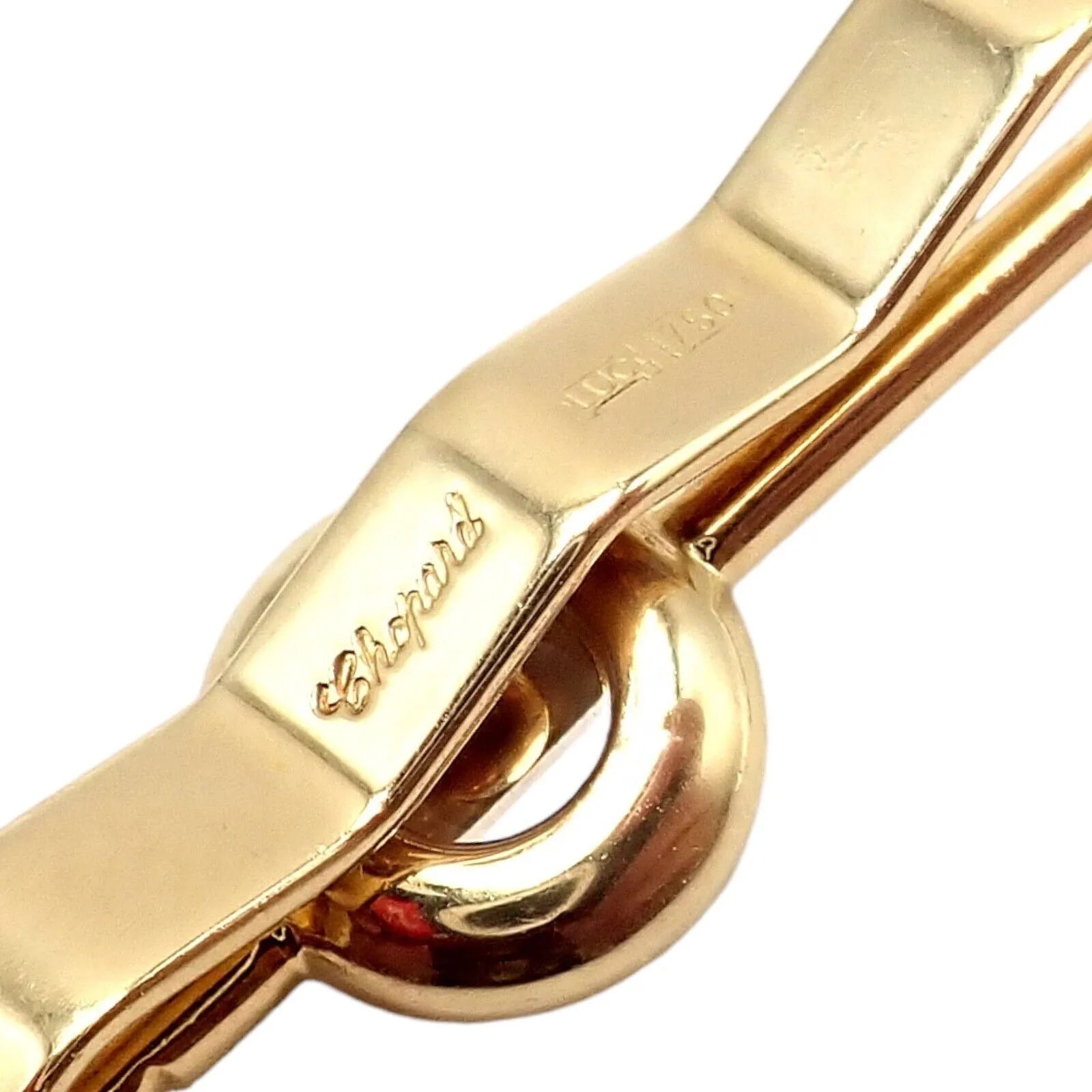 Authentic! Chopard 18k Yellow Gold Happy Diamond Golf Club Tie Clip