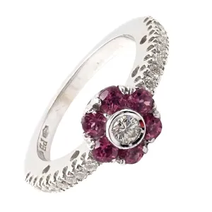 Authentic! Pasquale Bruni 18k White Gold Diamond Pink Sapphire Flower Fiori Ring