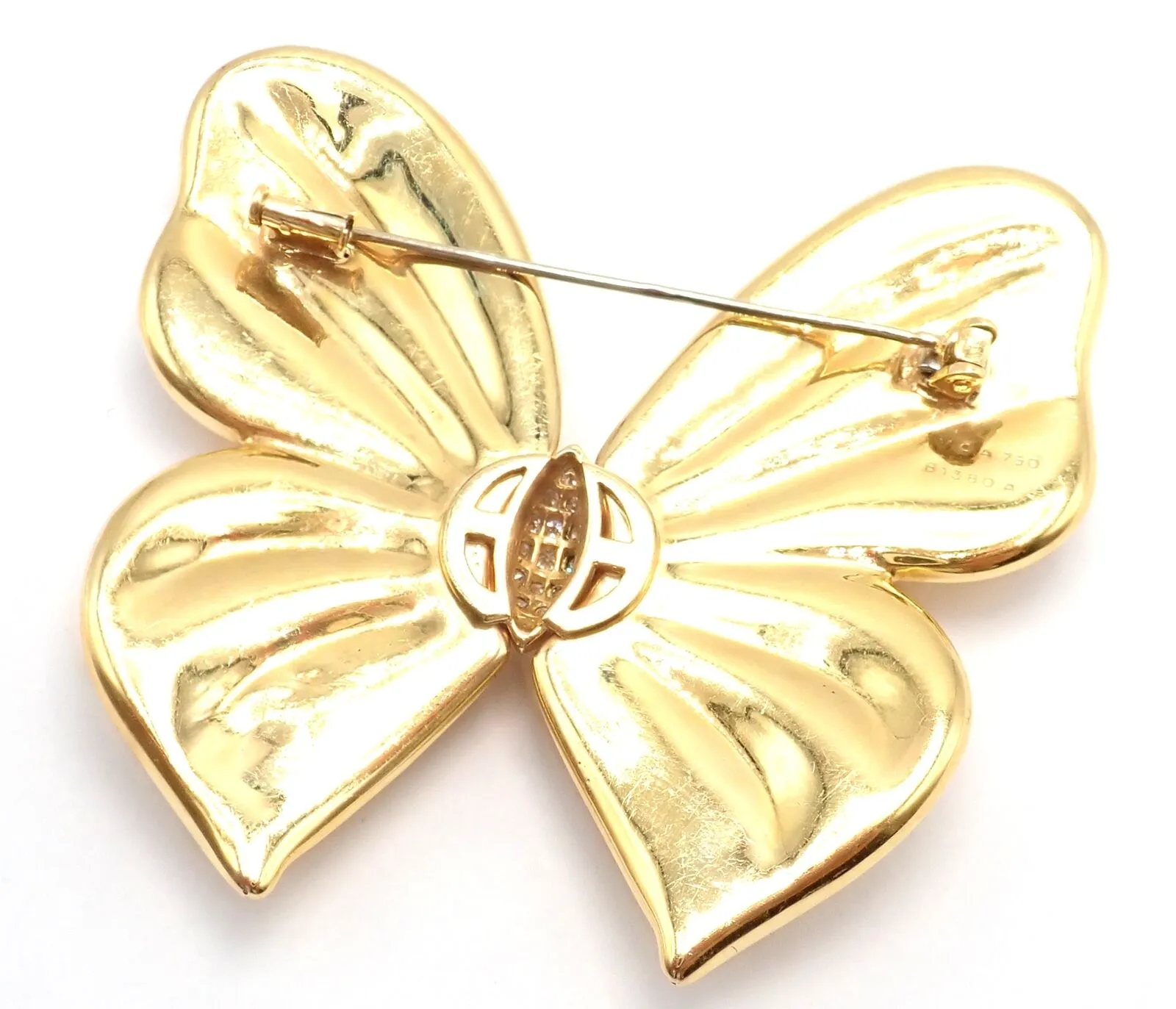 Authentic! Van Cleef & Arpels 18k Yellow Gold Extra Large Butterfly Pin Brooch