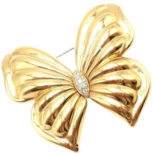Authentic! Van Cleef & Arpels 18k Yellow Gold Extra Large Butterfly Pin Brooch