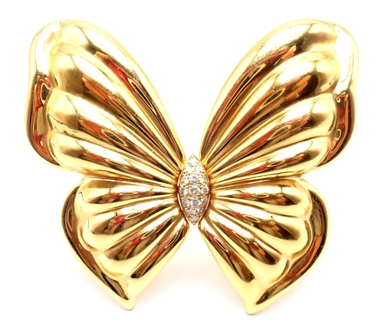 Authentic! Van Cleef & Arpels 18k Yellow Gold Extra Large Butterfly Pin Brooch