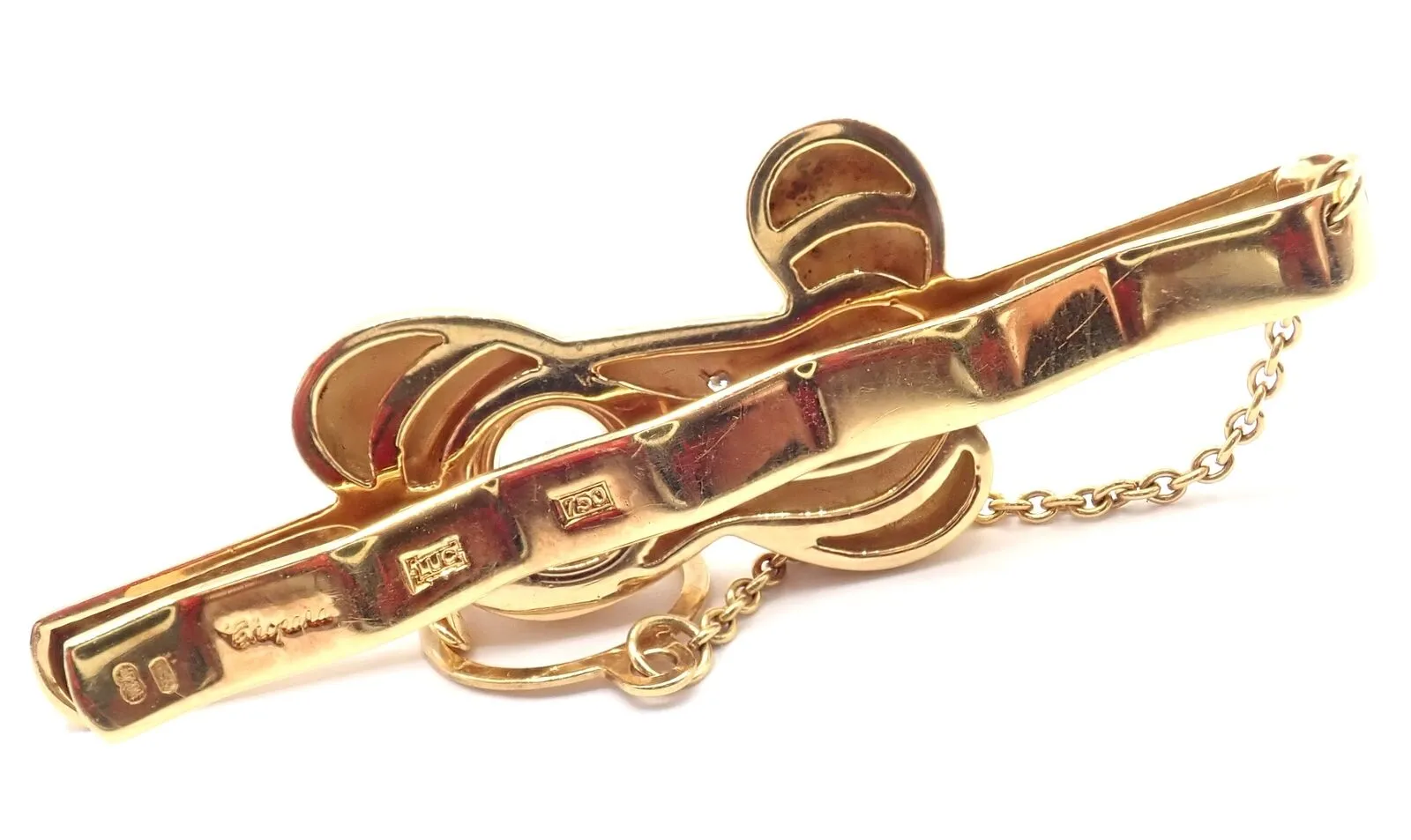 Authentic! Vintage Chopard 18k Yellow Gold Happy Diamond Airplane Tie Clip Clasp