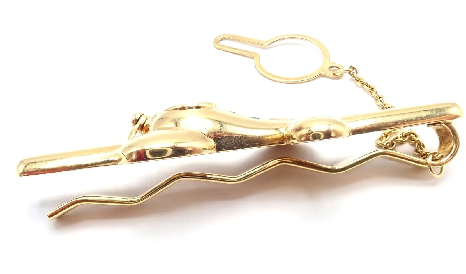 Authentic! Vintage Chopard 18k Yellow Gold Happy Diamond Airplane Tie Clip Clasp