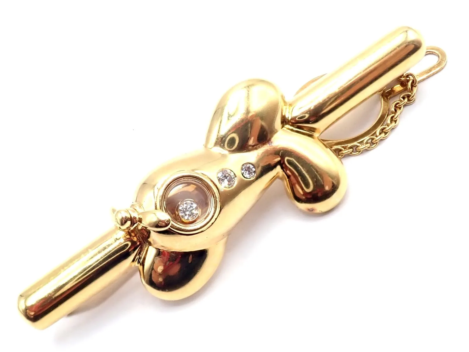 Authentic! Vintage Chopard 18k Yellow Gold Happy Diamond Airplane Tie Clip Clasp