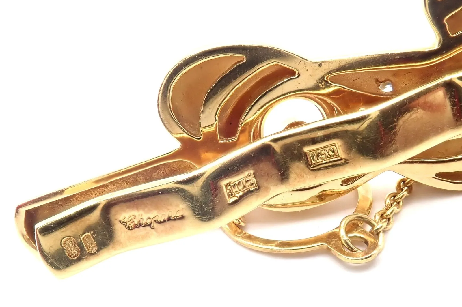 Authentic! Vintage Chopard 18k Yellow Gold Happy Diamond Airplane Tie Clip Clasp
