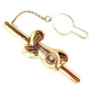 Authentic! Vintage Chopard 18k Yellow Gold Happy Diamond Airplane Tie Clip Clasp