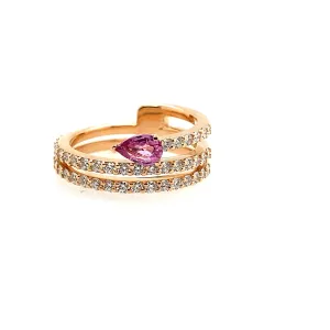 Bandiera Jewellers Rose Gold Ring with Diamonds and Pink Sapphire 16015LARDZR
