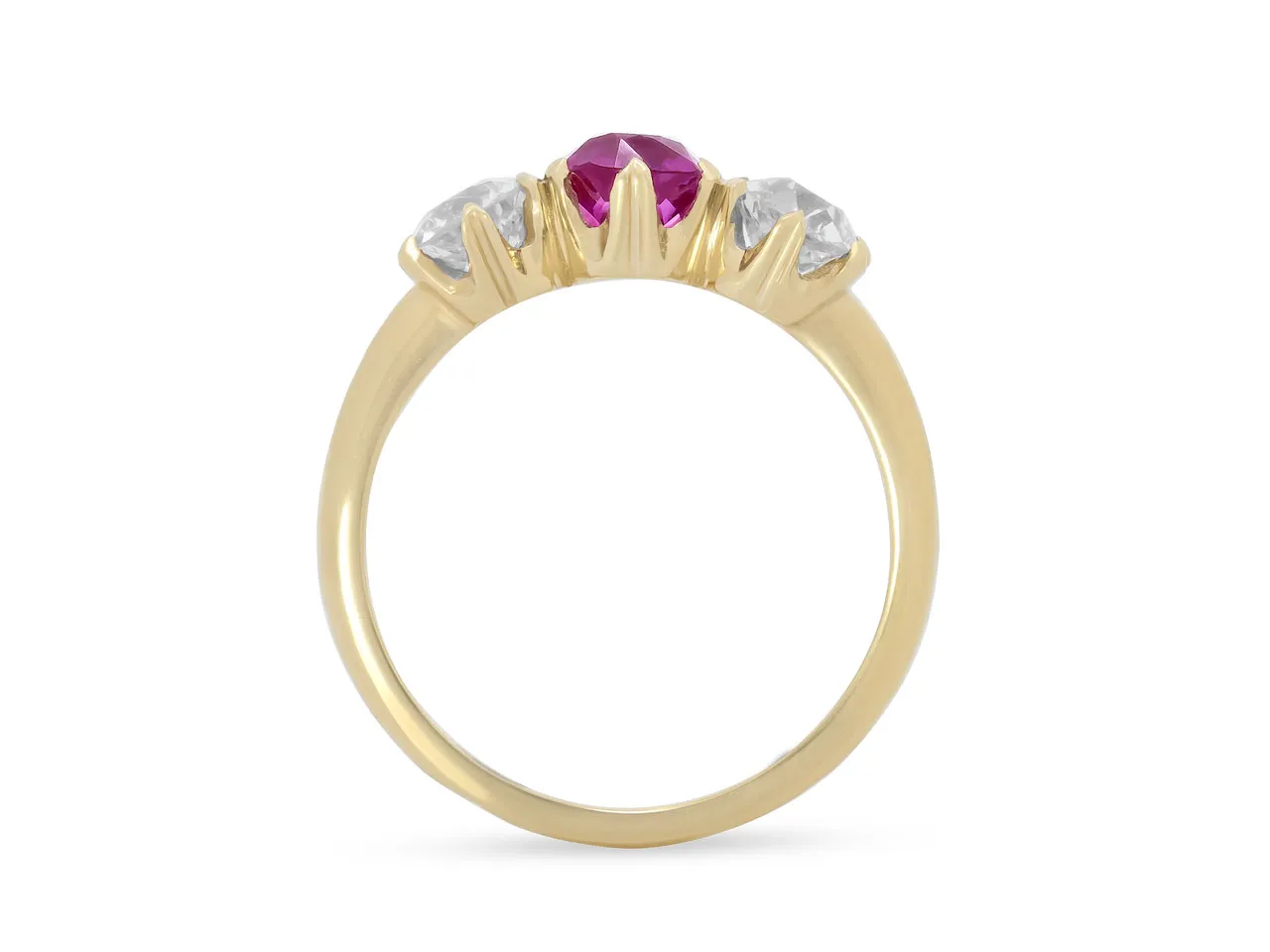 Beladora 'Bespoke' Three Stone Pink Sapphire and Diamond Ring in 14K Gold