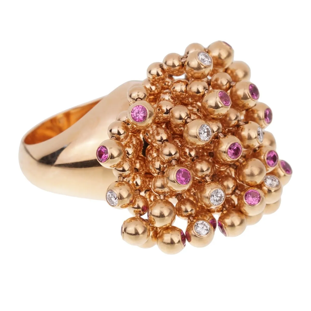 Cartier Paris Nouvelle Vague Pink Sapphire Diamond Rose Gold Ring