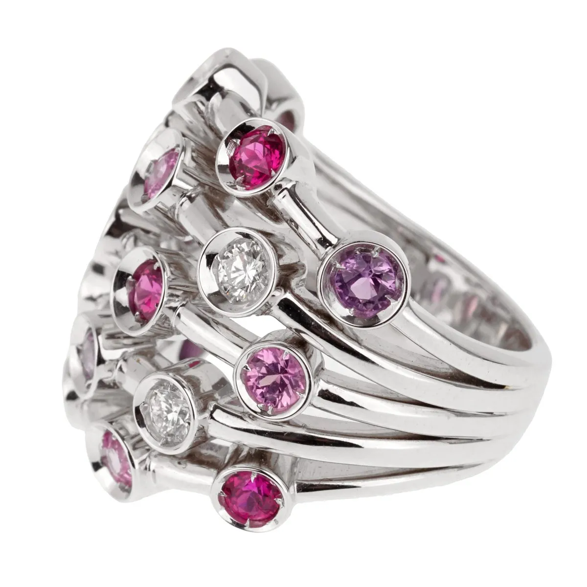 Chanel Pink Sapphire Diamond White Gold Ring