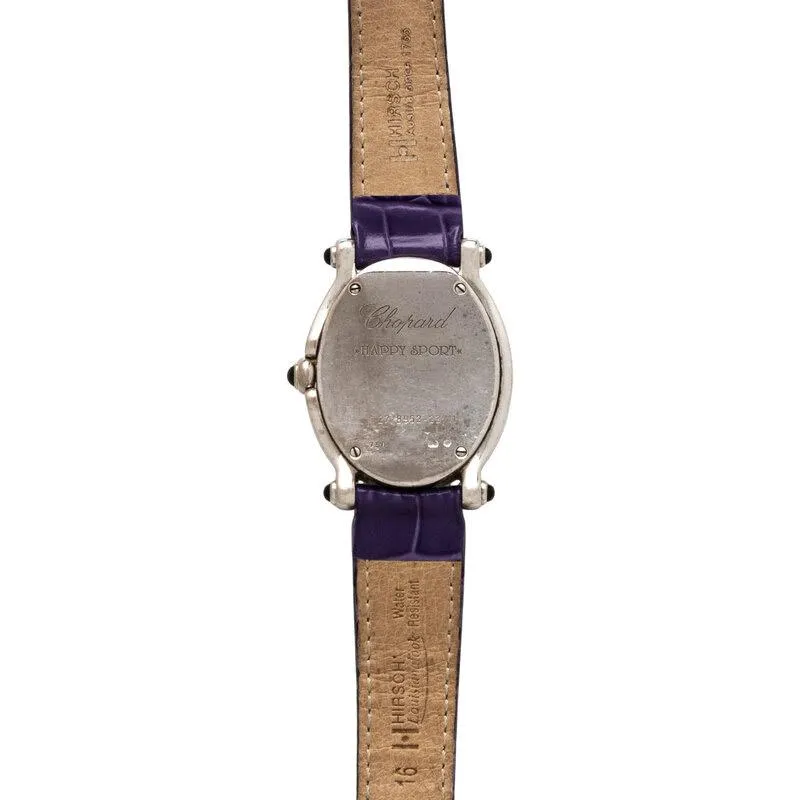 Chopard Happy Sport Floating Diamond & Diamond Bezel Purple Leather Strap Watch