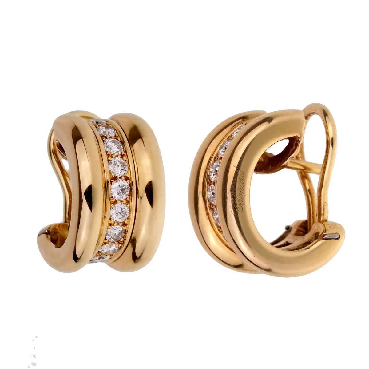 Chopard La Strada Diamond 18k Yellow Gold Hoop Earrings