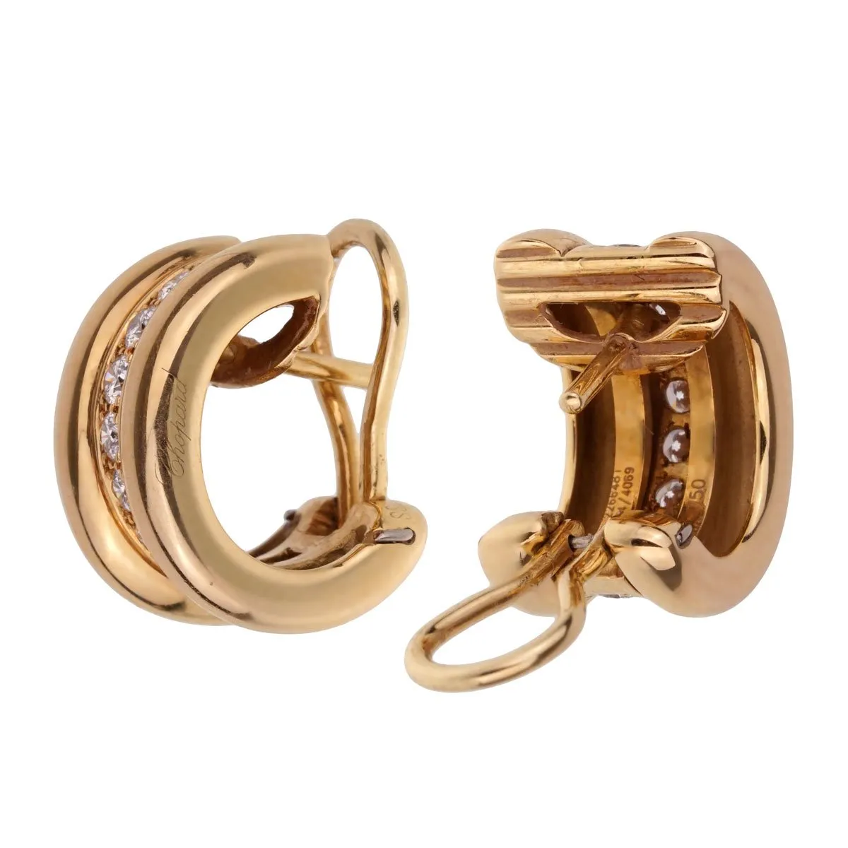 Chopard La Strada Diamond 18k Yellow Gold Hoop Earrings