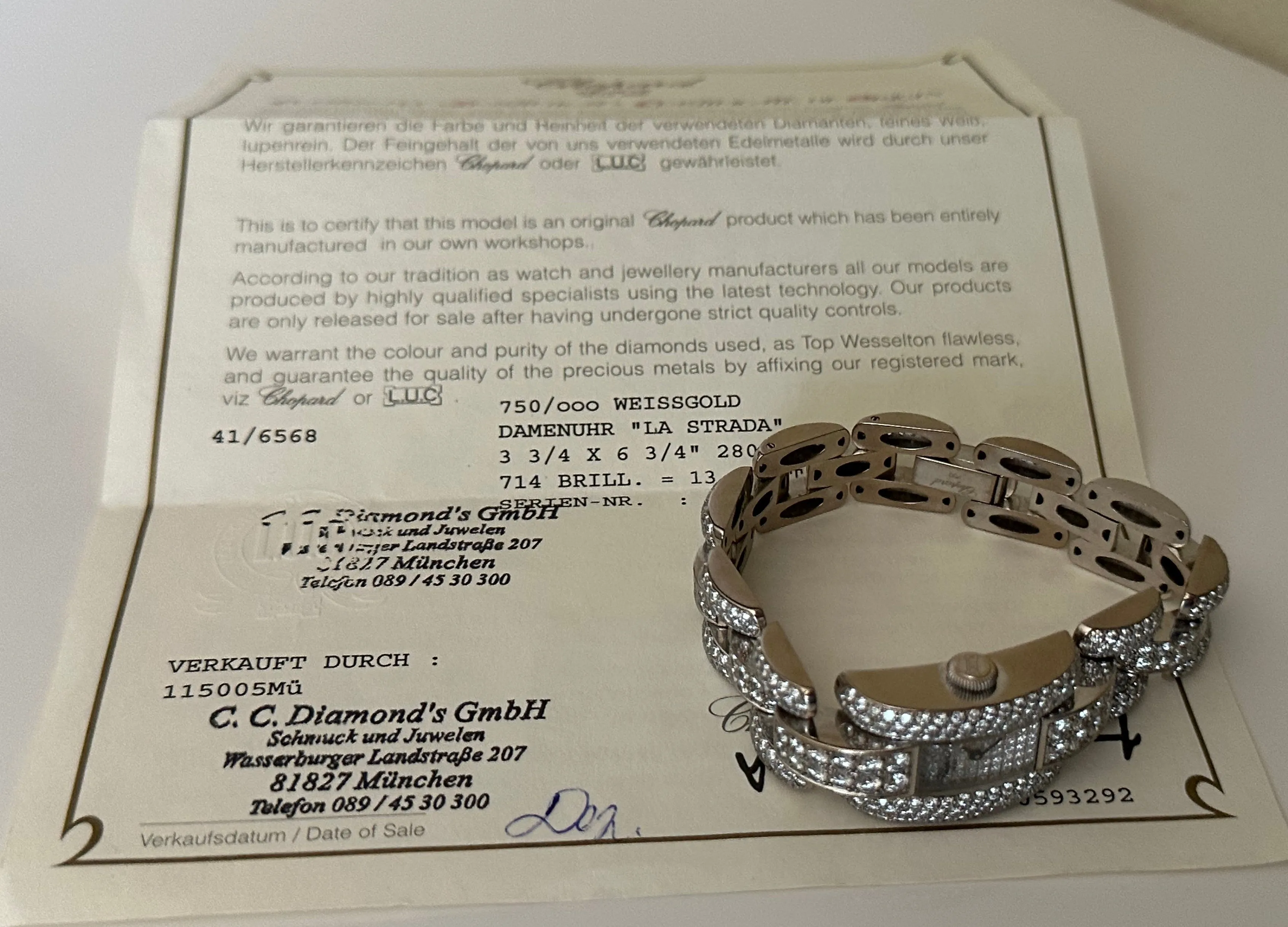 Chopard La Strada Ladies 18k White Gold All Diamond 41/6568