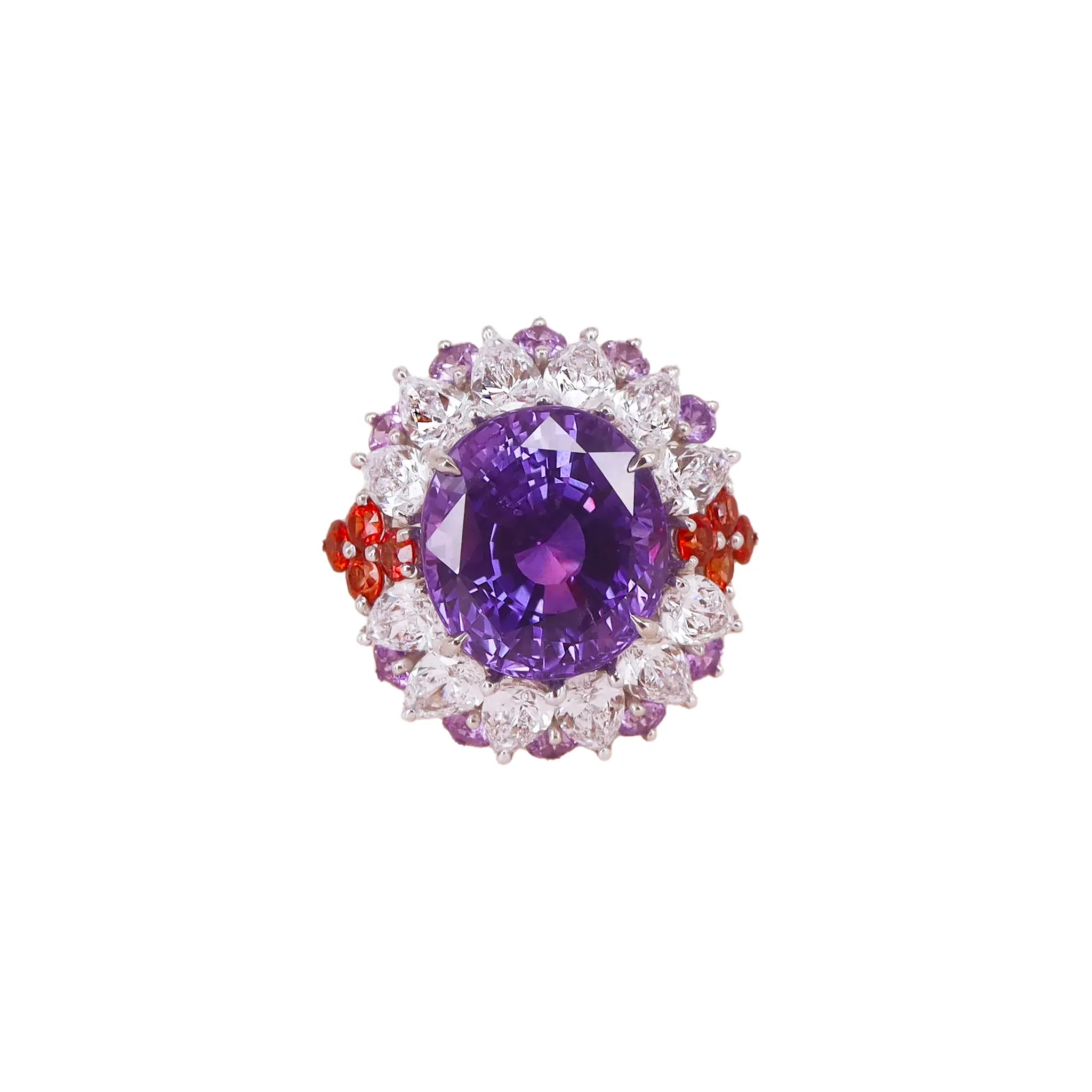 Contemporary 18KT White Gold Sapphire & Diamond Ring