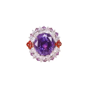 Contemporary 18KT White Gold Sapphire & Diamond Ring