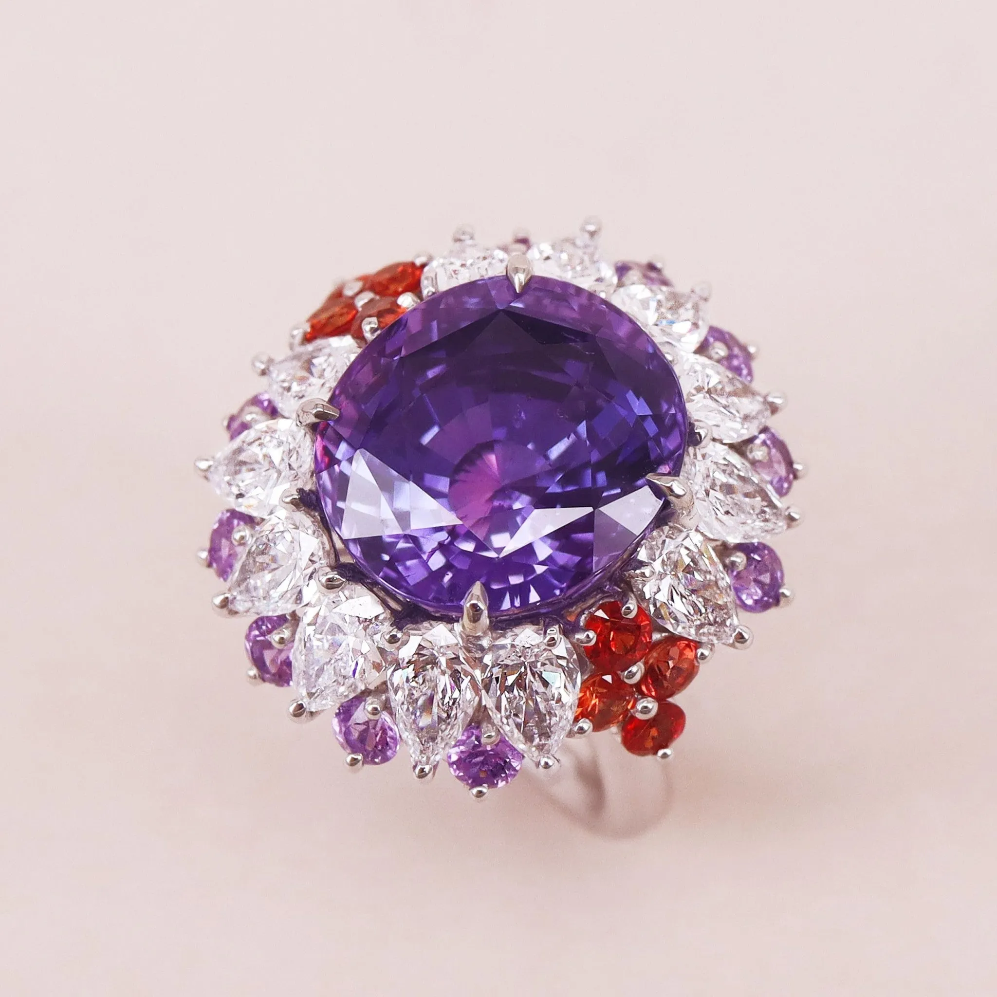 Contemporary 18KT White Gold Sapphire & Diamond Ring